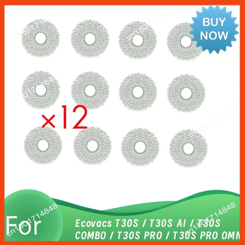 BISM 12 PCS Cleaning Rag For Ecovacs T30S / T30S AI / T30S COMBO / T30S PRO / T30S PRO OMNI Robot Vacuum Enhanced Cleaning Effic