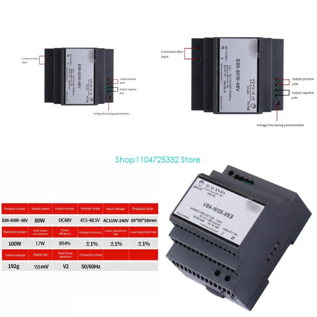 

Импульсный источник питания P5EA со стабильной мощностью 80 Вт, 220 В, 48 В, металлический пластиковый композитный корпус