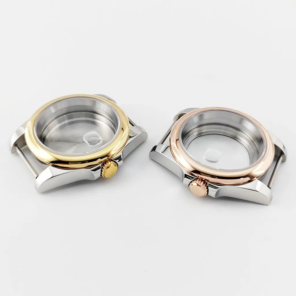 40 мм серебристый, золотой корпус для часов из нержавеющей стали, сапфировое стекло для NH35 NH36 ETA2824 PT5000 ST2130, часть автоматического механизма