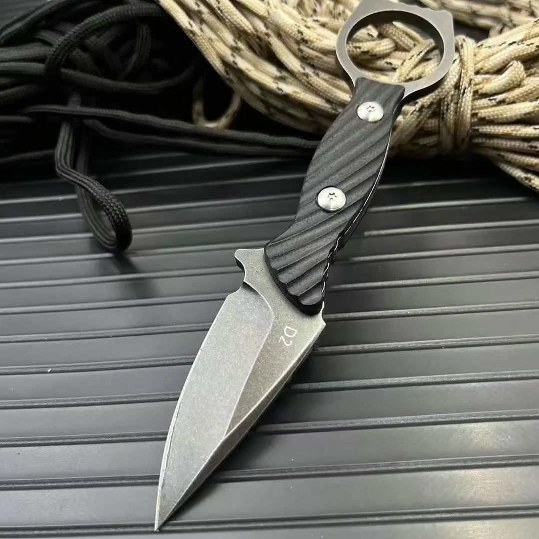 Trskt D2 Tactical Knife,Outdoor Rescue Tool Survival Neck Knives ,Camping Hunting Knife Edc Tool G10 With Kydex,Dropshipping