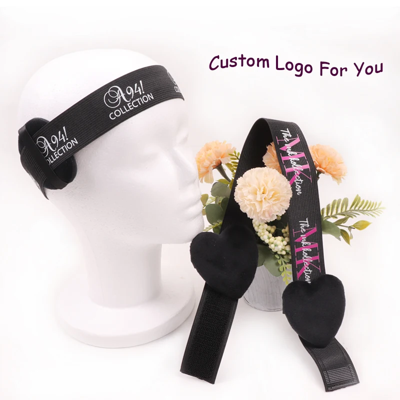 Custom Lace Band With Logo Wig Band With Comfortable Ear Muffs 10/20Pcs Lace Melting Band With Ear Protector Personalized Brand