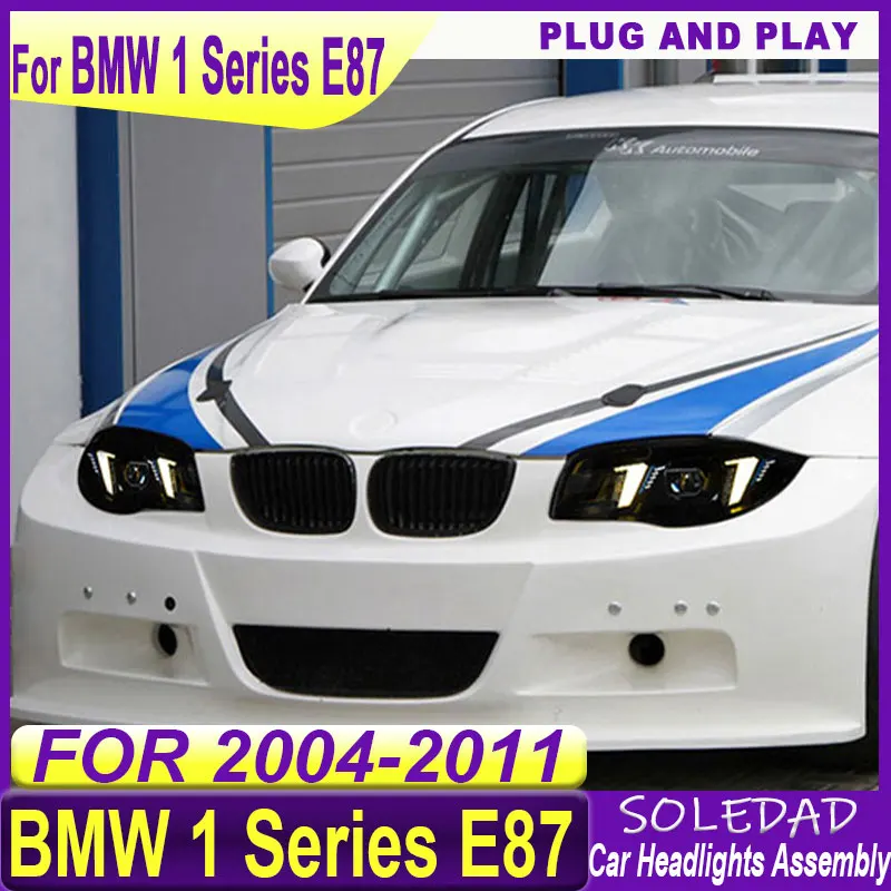 Car Lights for BMW 1 Series E87 2004 2005 2006 2007 2008 2009 2010 2011 LED Headlight DRL Head Lamp Animation Signal Accessory