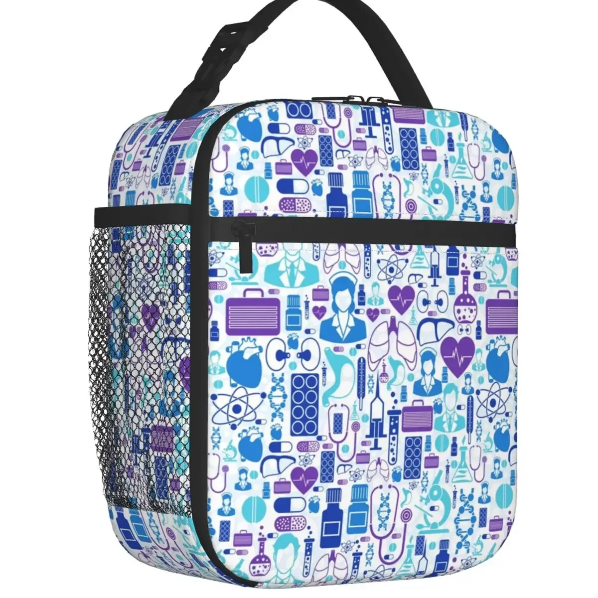 

Cute Cartoon Nurse Insulated Lunch Bag for Women Resuable Nursing Medical Print Cooler Thermal Lunch Tote Office Work School