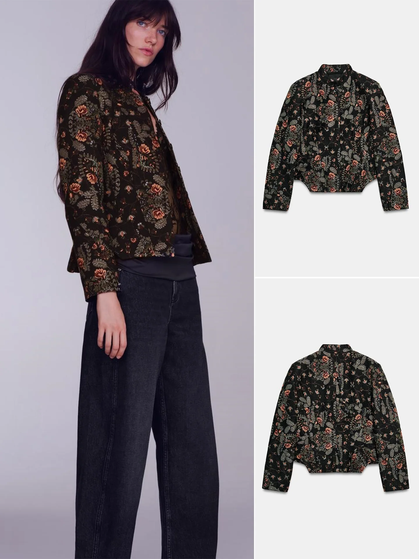 Fall New Commuter Style Women's Short Coat High Collar Long Sleeve Nine Points  Skirt Design Standard Polyester Fiber