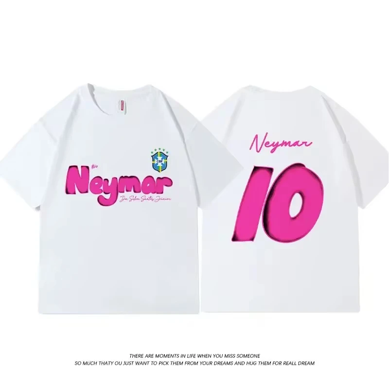 Summer New Retro Brazil Team Neymar Tide Brand Printing Pure Cotton Short-sleeved T-shirt Men's and Women's Short Sleeves