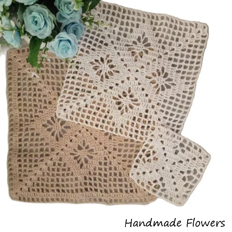 Handmade cotton placemat tea coaster kitchen Christmas flower Crochet table place mat cloth Table decoration and accessories