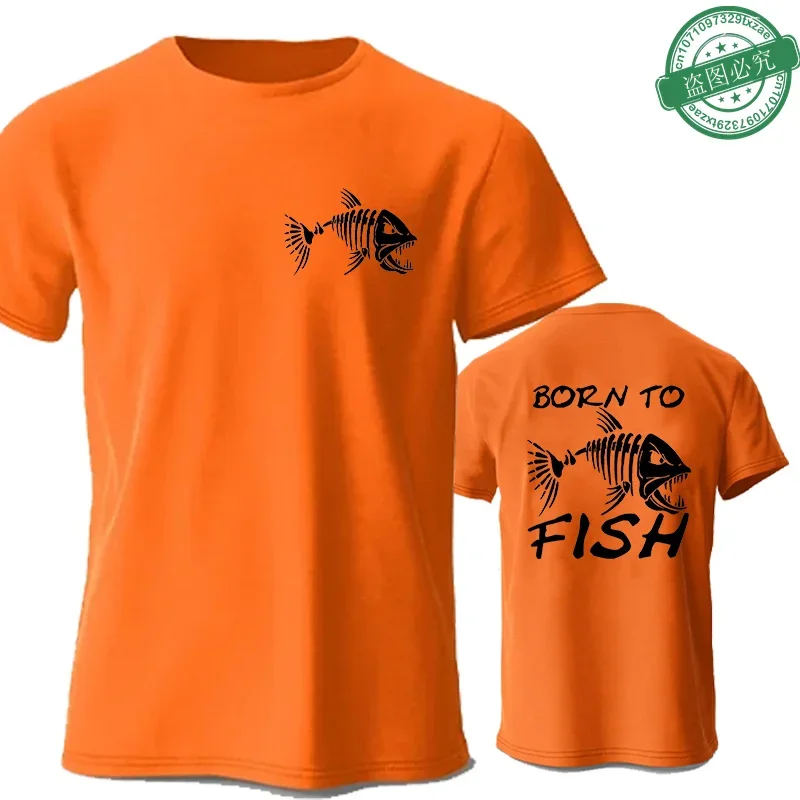 

2025 Summer Men's Street Born To Fish 3D Printed T-shirt Fashion Fisherman Short Sleeve Fun Fishing Enthusiast Breathable Top