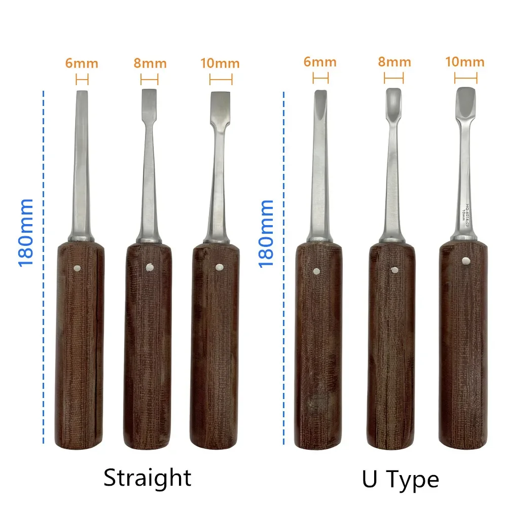 Orthopedic instruments Osteotomes Wooden handle square bone chisel bone knife osteotomy knife Surgery Instruments