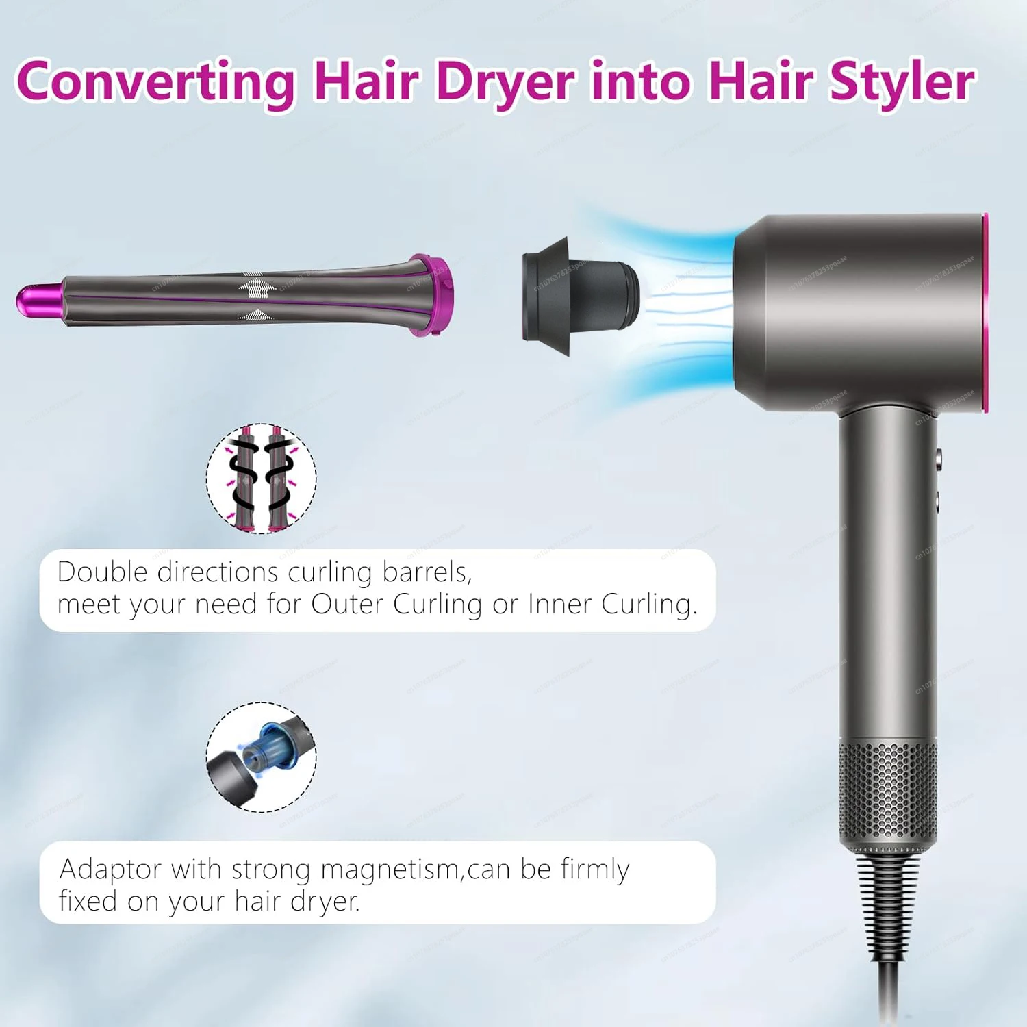 Auto Hair Dryer Curling Attachment 20/30mm Curling Nozzle For Dyson Airwrap&HairDryer Attachment Styling Nozzles For Dyson HD08 - view 3