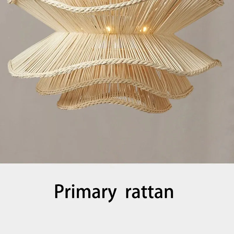 Imagem -06 - Elba Rattan Lustre Wabi Sabi Lâmpada de Flor de Vários Níveis Designer Room Decor Loft Dining Room Suspensão Rústica da Fazenda