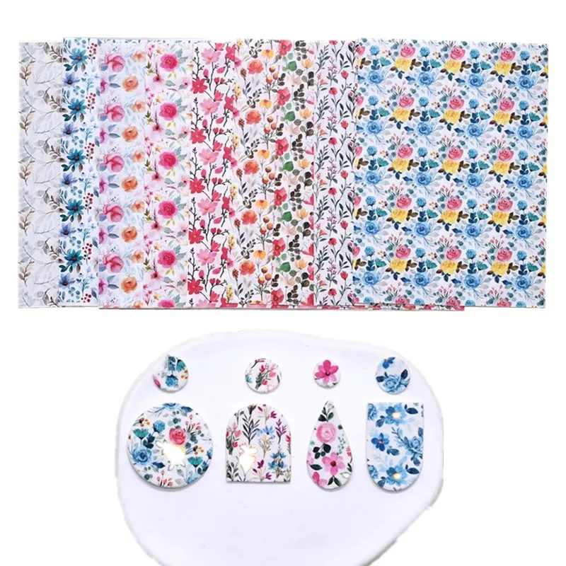 SNASAN Polymer Clay Color Flowers Watercolor Transfer Paper Soft Pottery Ornament Pendants Eearrings Jewelry Making Materials