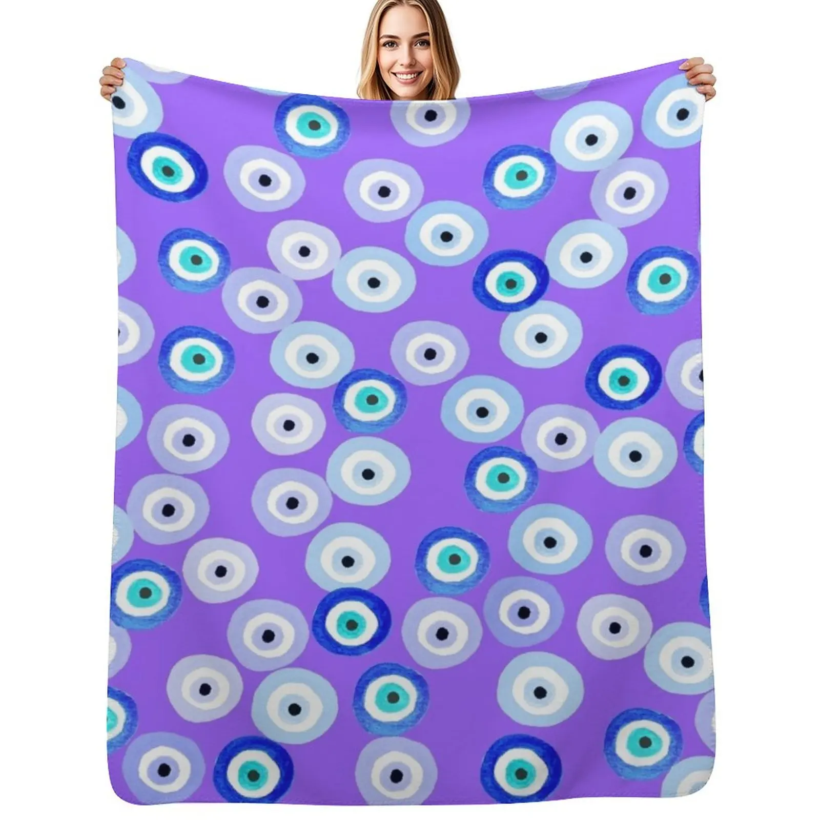 

Evil Eye Pattern Lavender Blue Throw Blanket for babies Decorative Beds anime Heavy Blankets