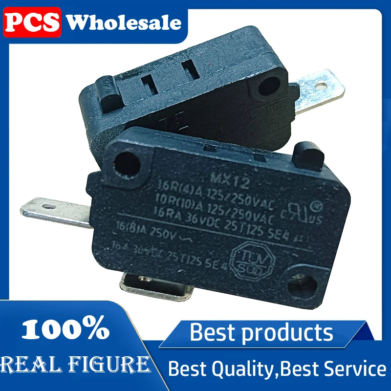 Microswitch MX12 - 2-pin normally open type, 6.3mm pin, 16A, 125/250V