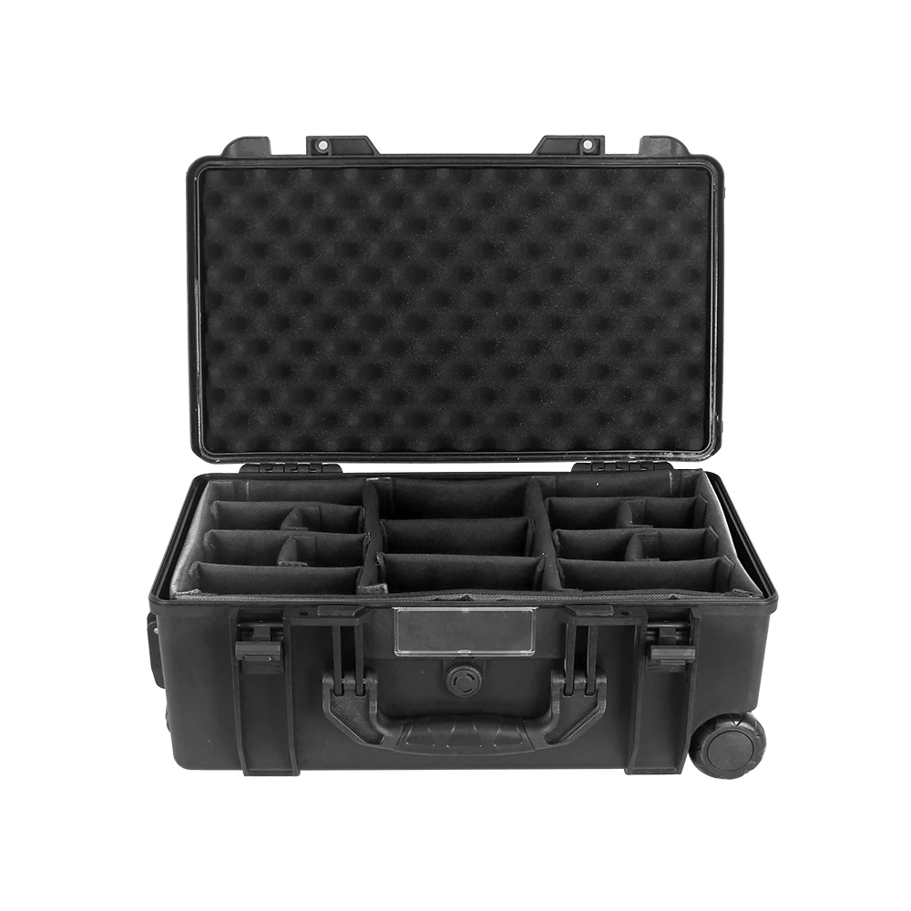 Plastic Flight Case Shockproof Waterproof Outdoor Hard Shell Camera Lens Protector Case with Padded Dividers