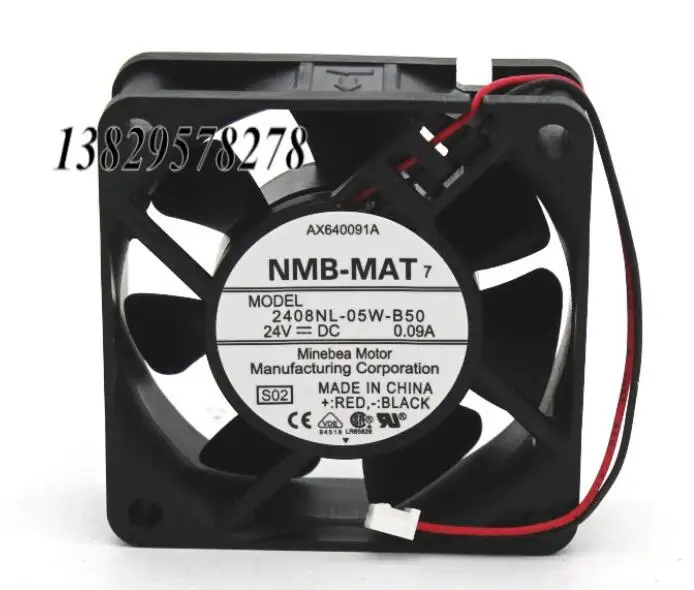 NMB 2408NL-05W-B50 DC 24V 0.09A 60x60x20mm 2-Wire Server Cooling Fan