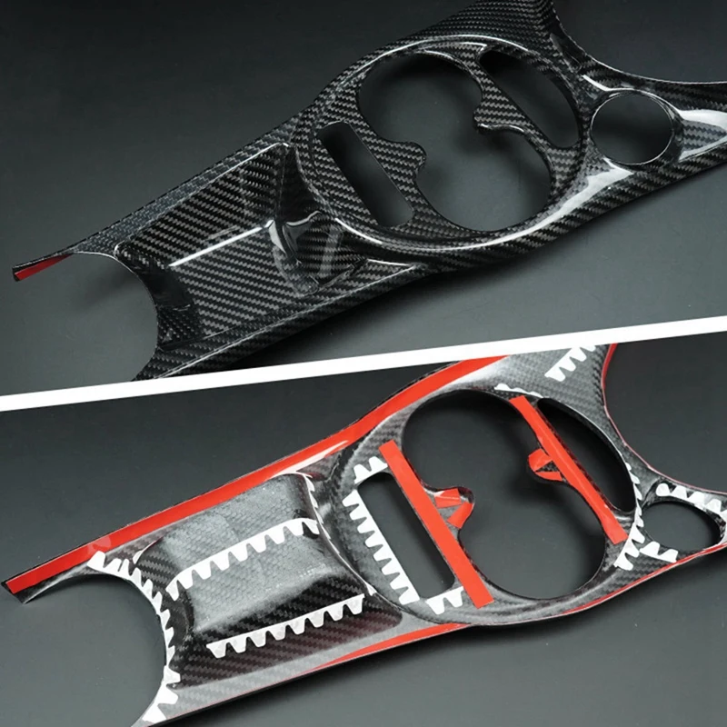 Super Sale Center Console Panel Frame Water Cup Holder Trim Car Carbon Fiber Sticker for Fiat 500 Abarth 595 695 2017-2024 LHD