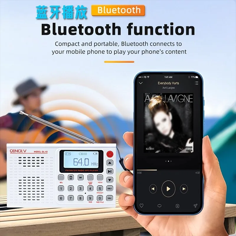 راديو محمول رقمي جديد ستيريو FM/AM/SW راديو FM بلوتوث متوافق مع راديو متعدد الوظائف يدعم مشغل بطاقات TF #3