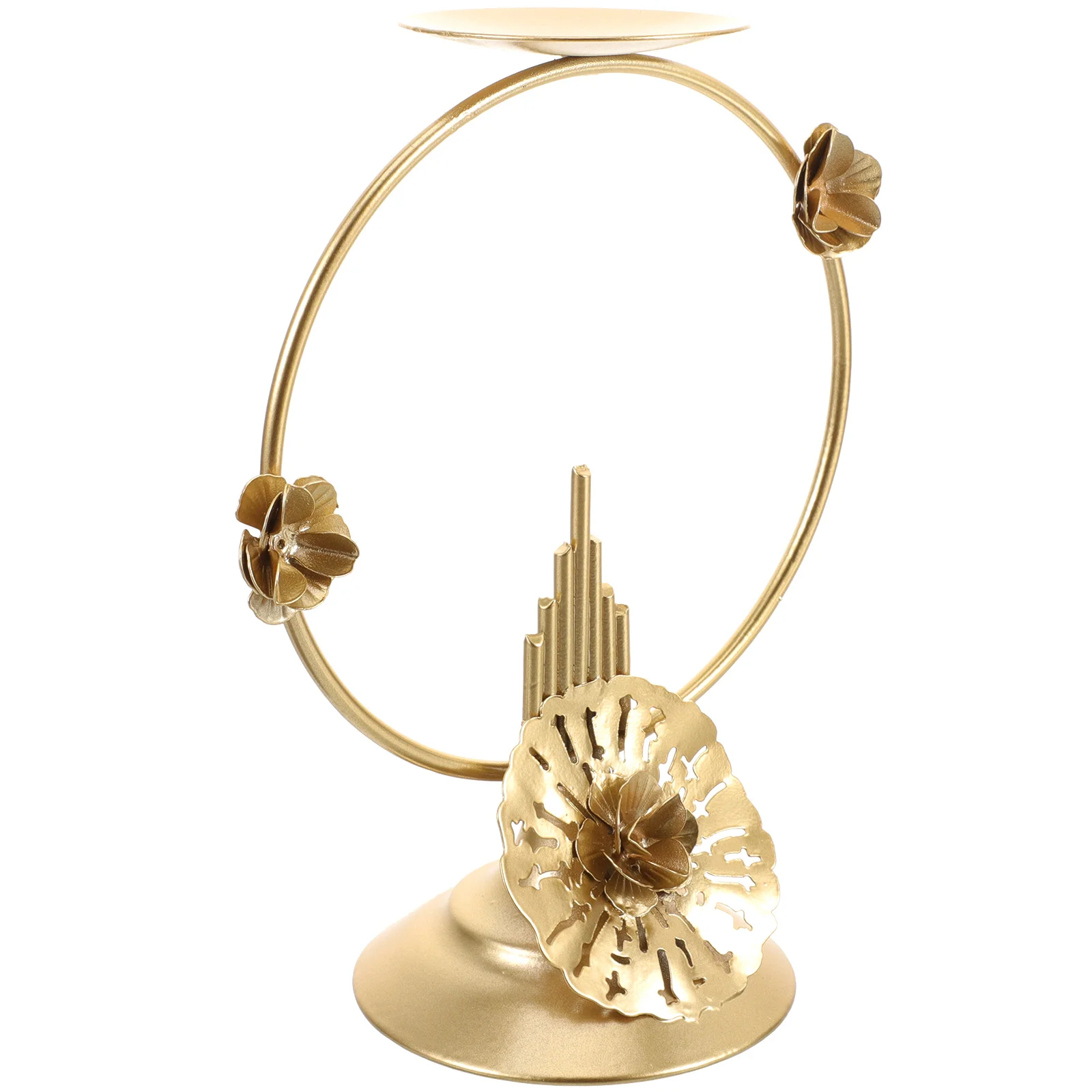 

Candlestick Ornament Vintage Metal Stand for Jewelry Display Decorative Holders Tabletop Accessories Gold Finish