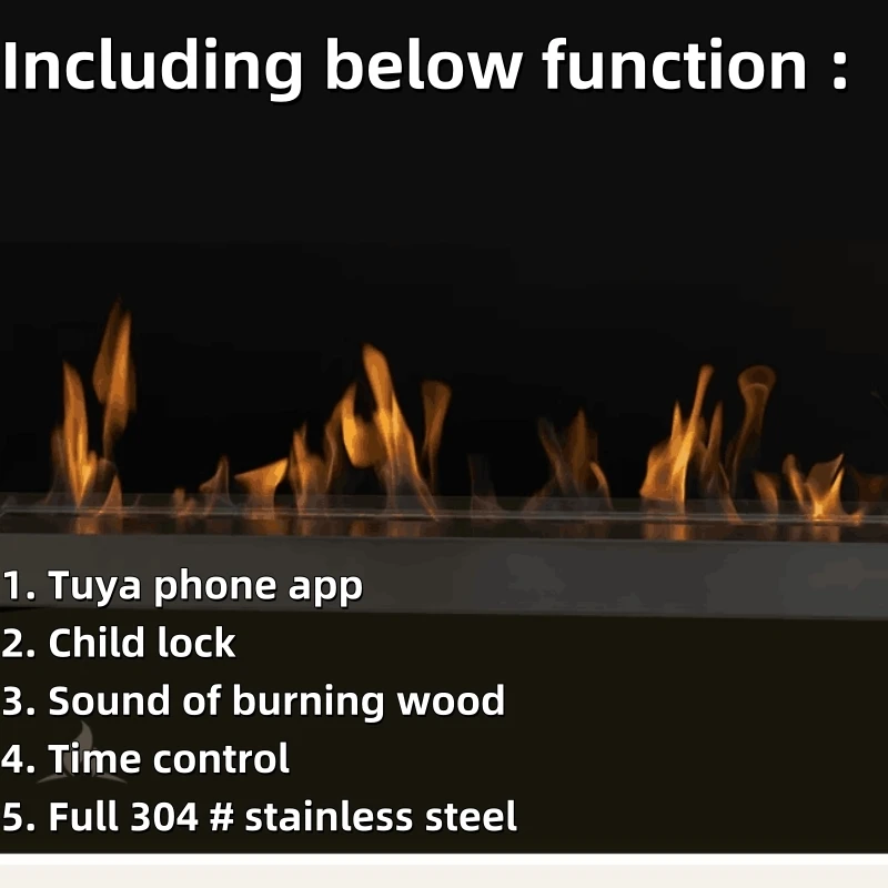 tuya wifi 1000 mm L smart burner bio ethanol kamin electric bioethanol fireplace with remote control
