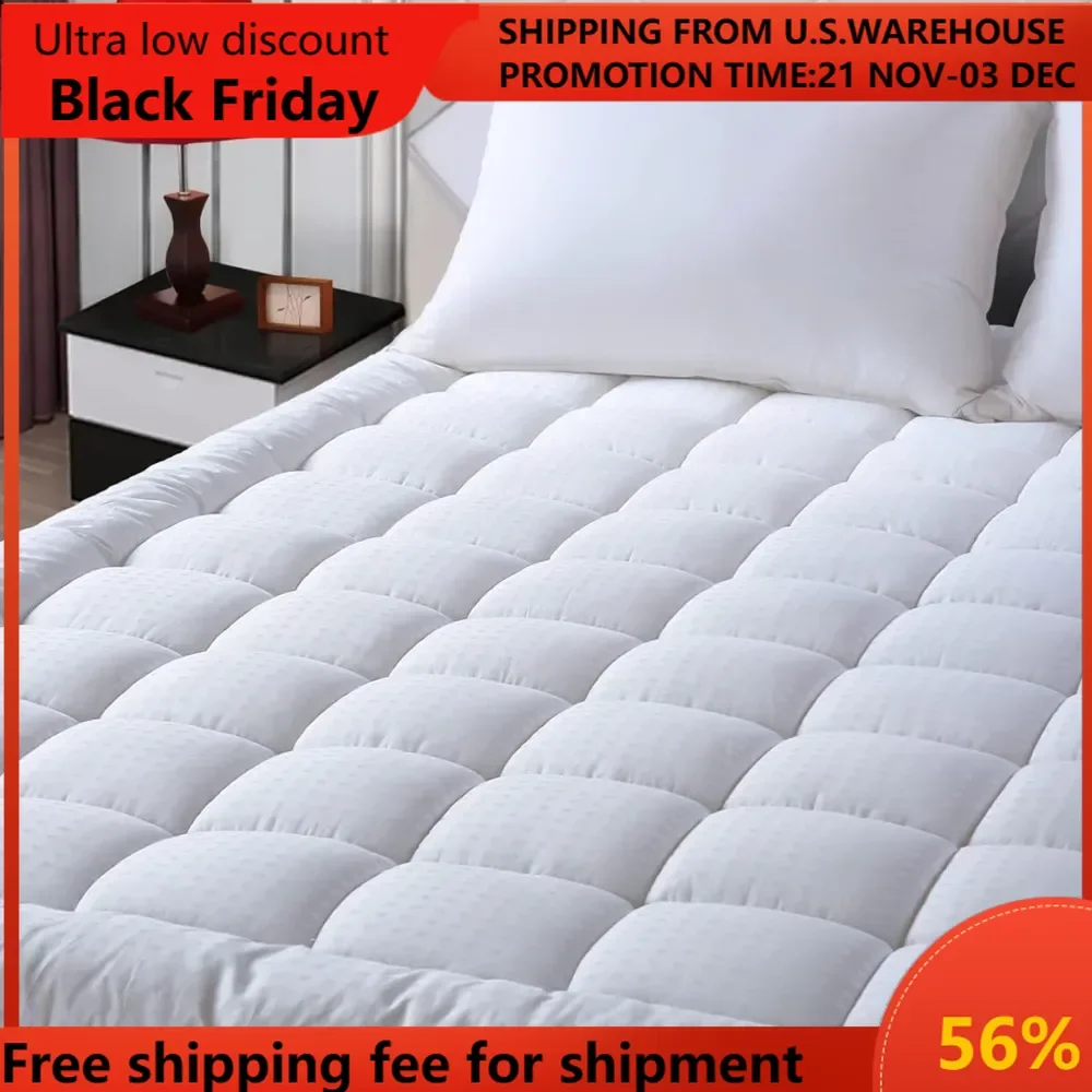 

Queen Size Mattress Pad Pillow Top Mattress Cover Quilted Fitted Mattress Protector Cotton Top Stretches up 8-21" Deep