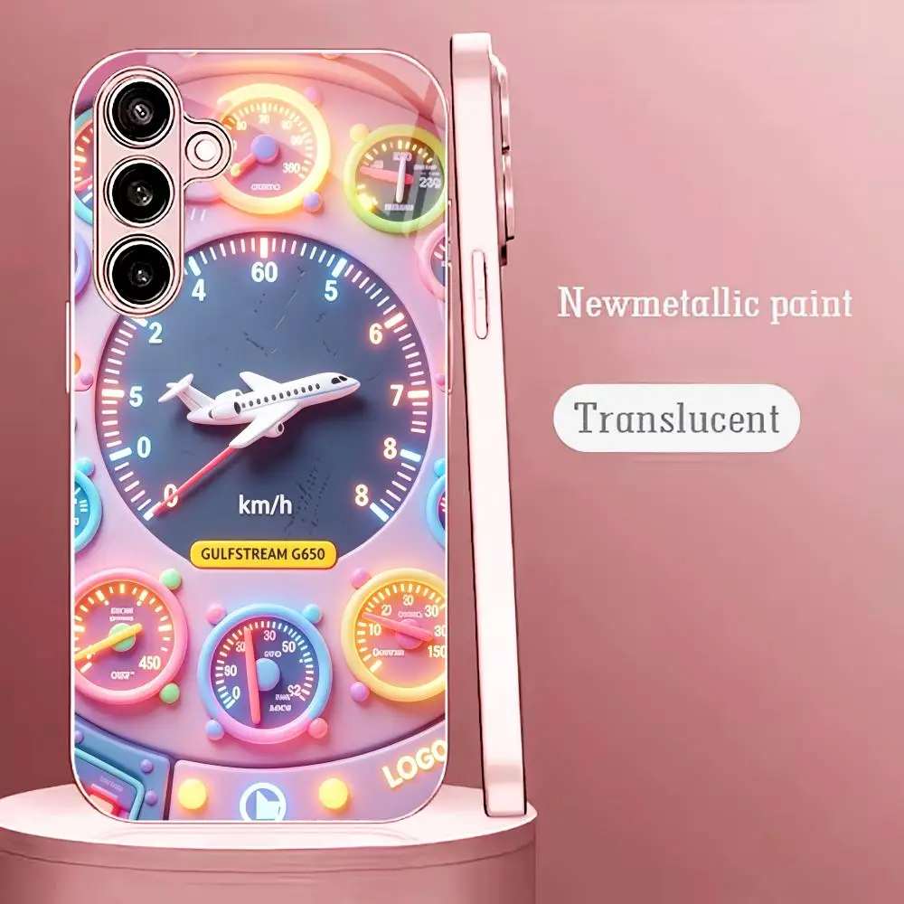 Cute Airplane Instrument phone case s26 ultra case s25 ultra case glass for Samsung Galaxy S26 S25 S24 S23 S22 FE,Ultra,Plus