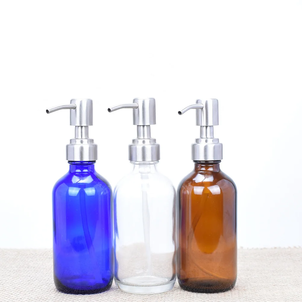 

230 Ml Lotion Container Blue Shampoo Glass Pump Bottle Liquid Hand Soap Toiletries Empty