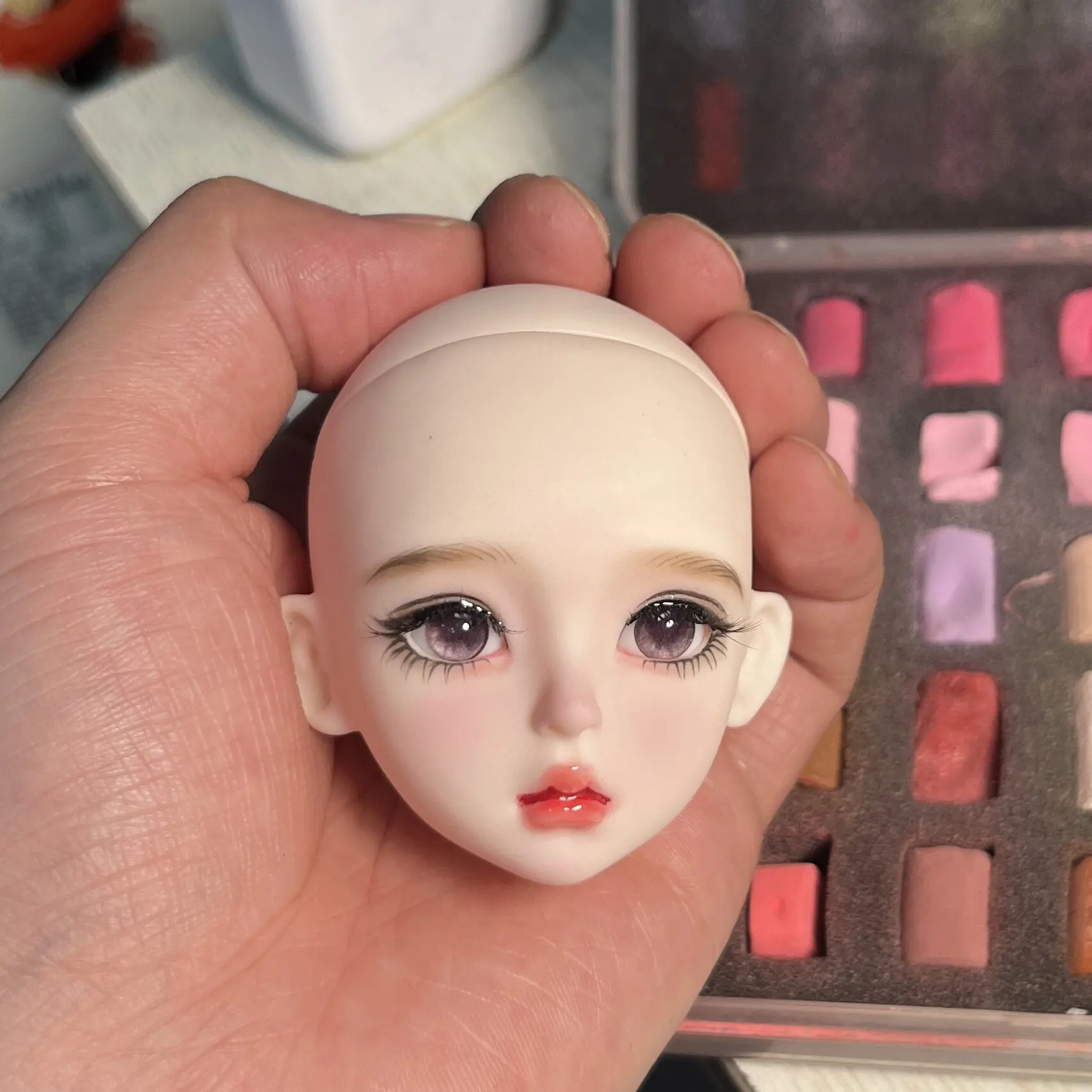In Stock Hand Painted 1/6 Bjd Doll Head Finished Makeup Mjd Replacement Head, Removable Eyeballs Doll Parts