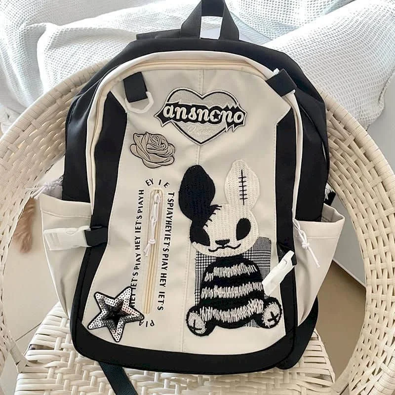 

Canvas Y2K Backpacks Women Harajuku Student Large Capacity Casual Patchwork Backpack for Men and Women 2025 New in School Bag