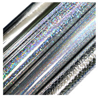 30x134cm Roll Silver Mirror Iridescent Holographic Faux Leather Fabric For Earring Cosmetic Bag Craft DIY HM033