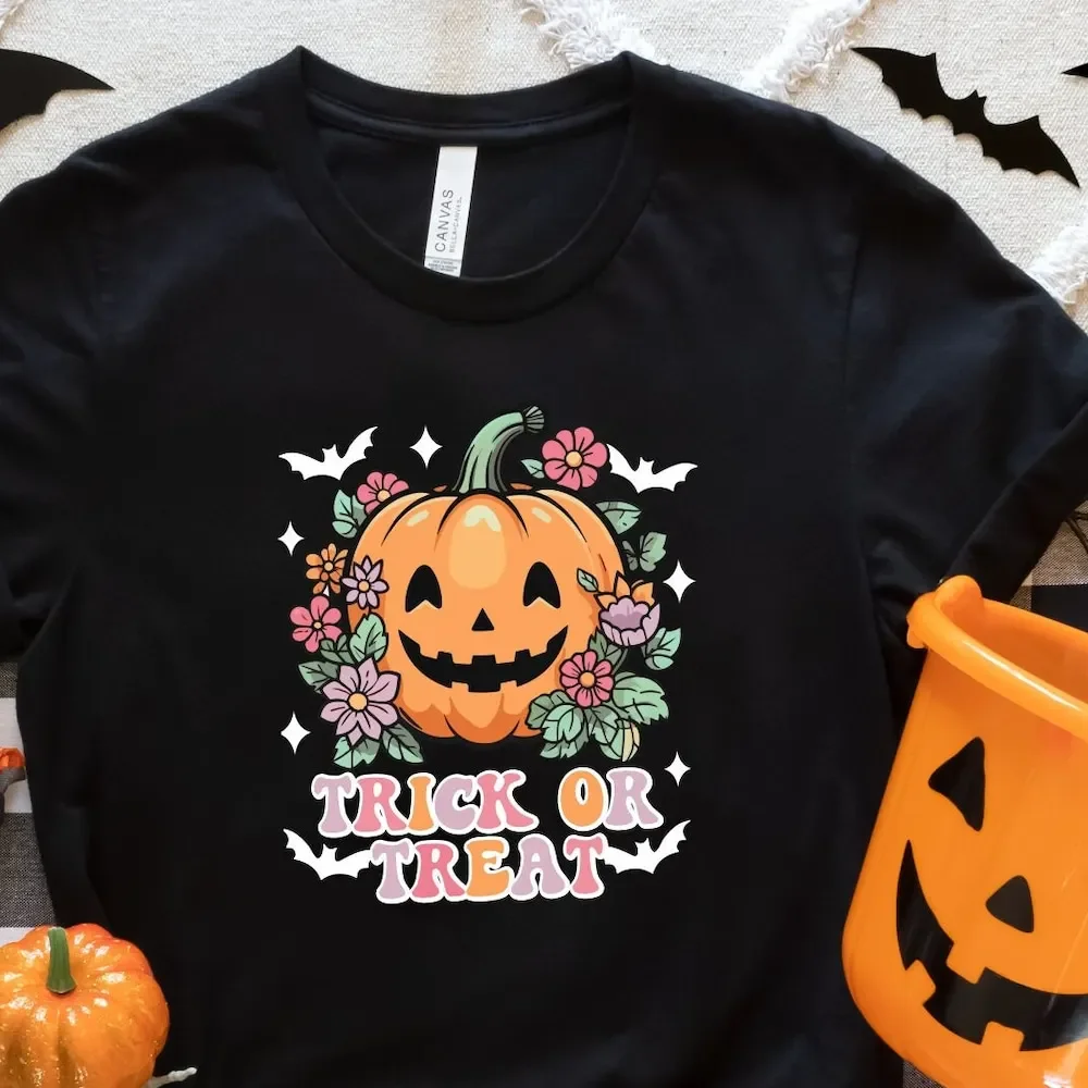 Pumpkin T Shirt Halloween Trick Or Treat Western Fall For Autumn Sublimation Sweat