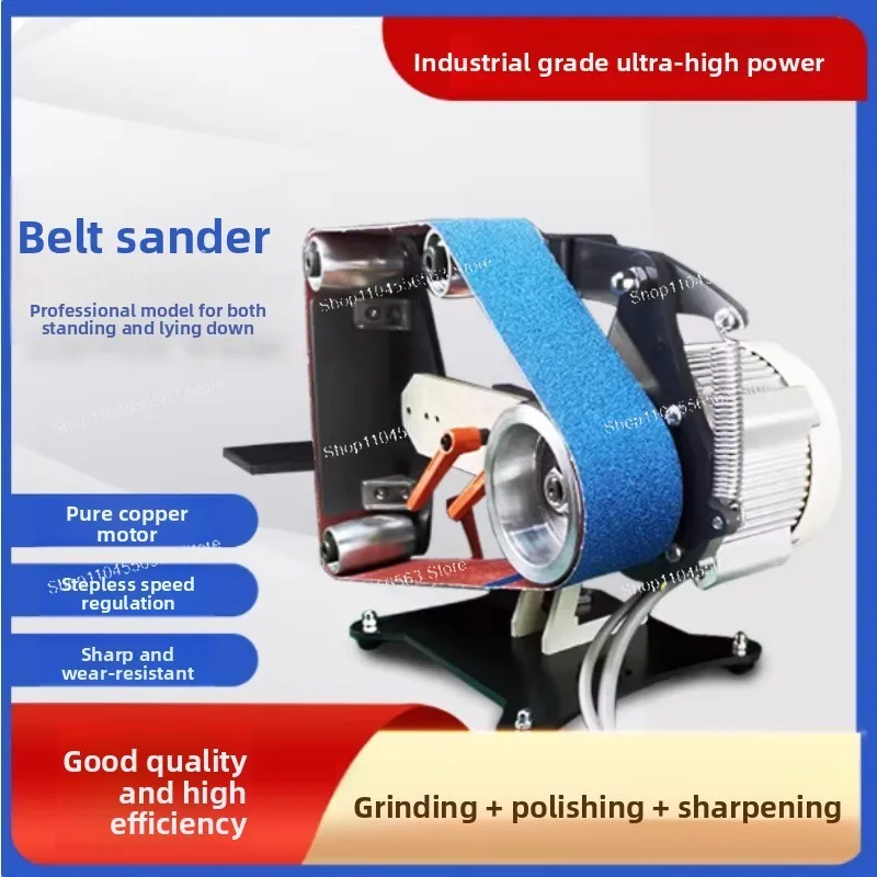 220V 1000W Mini Belt Sander 915x50mm, Benchtop Knife Sharpener & Grinder for V-Grind, Edge Beveling, Industrial Use Heavy Duty