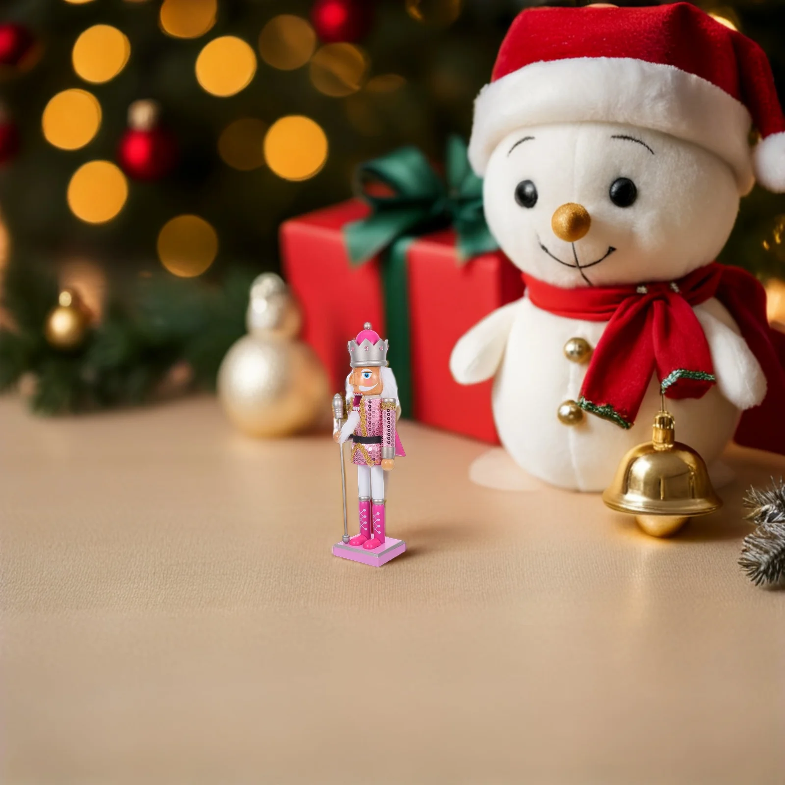 

38Cm Christmas Nutcracker Soldier Wooden Pink Decoration for Holiday Home Table Mantel Display Festive Wooden Soldier Ornament