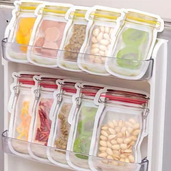 Herbruikbare Mason Jar Zakken Rits Snoep Zak Plastic Cookie Tas Waterdicht Voedsel Opbergtas Snacks Sandwich Zip Lock Tassen Bean tas