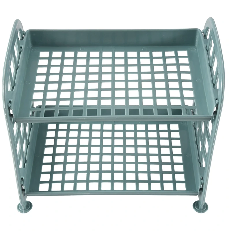 ¡Promoción! Estantes de almacenamiento, estantes de almacenamiento pequeños de plástico, estantes de 2 niveles, estante de cocina, organizador de baño (azul nórdico)