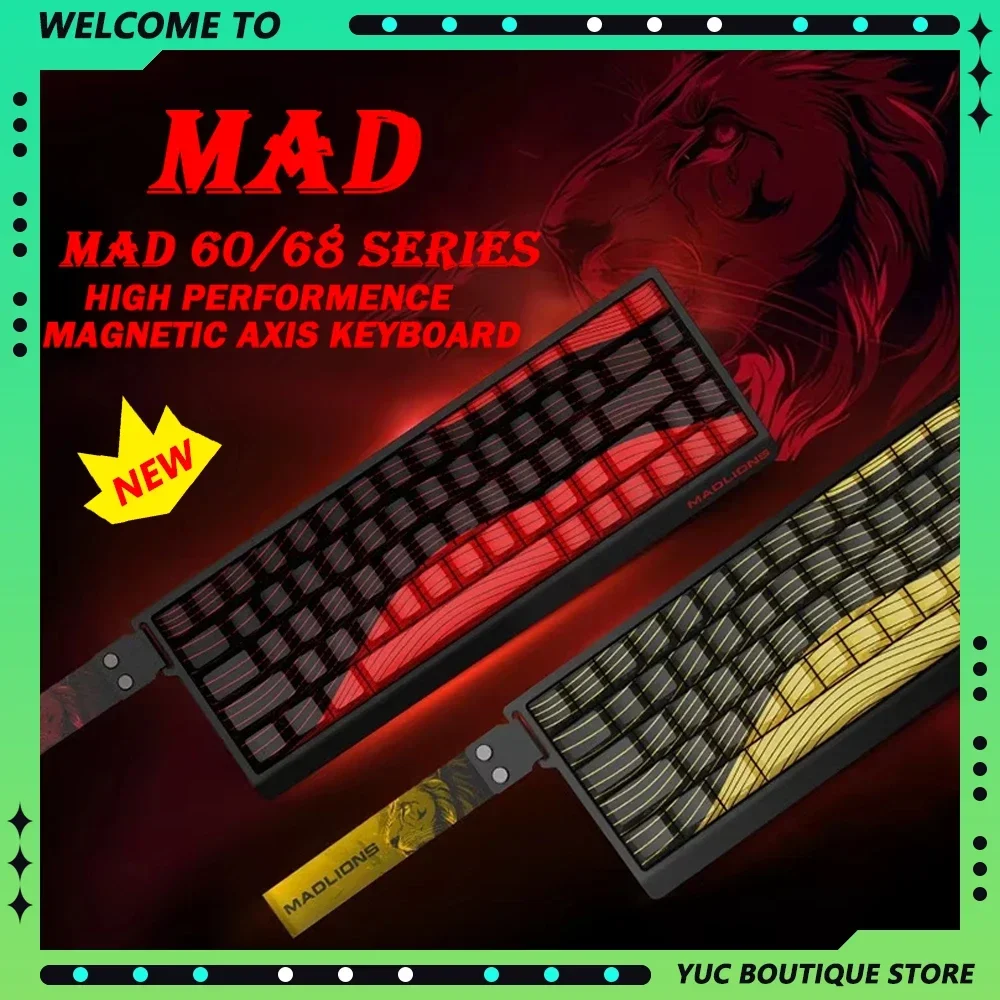 MADLIONS Mad68 Mad60 HE Mechanical Keyboard Magnetic Switch Madcatz Mad60he Rapid Trigger Game Wired Keyboard Custom Keyboard