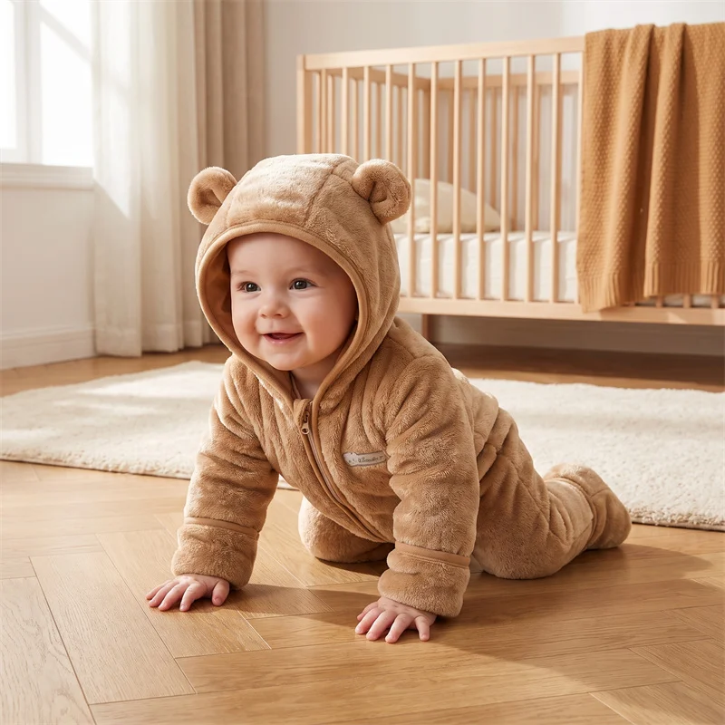 Newborn Baby Bodysuit Flannel Autumn Winter Boys Girl Clothes Cute Newborn Romper Soft Warm Infant Clothing 0-9 Months