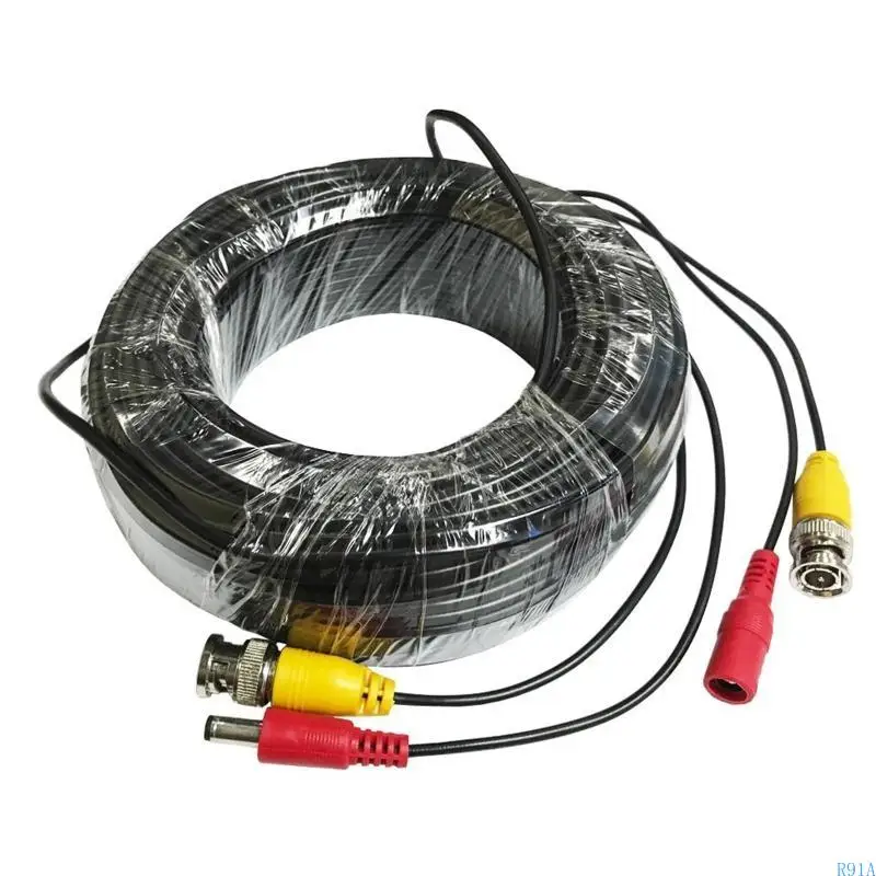 R91A BNCビデオケーブルセキュリティCCTVカメラDCパワー銅コアAHD CVI Surveillan用