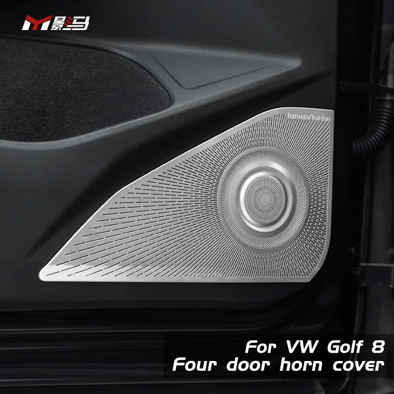 Door horn cover Black Stainless Steel Speaker Grill Cover For Car Audio Parts For VW golf8 mk8 R-Line 2021 2022 2023