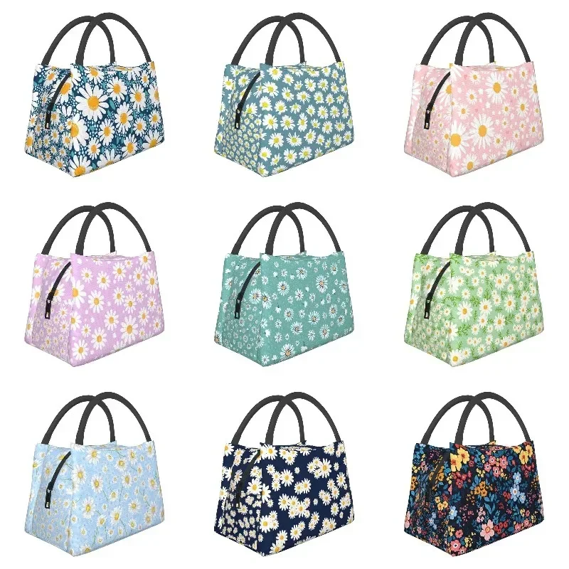 

Custom Daisy Floral Lunch Bags Men Women Thermal Cooler Insulated Lunch Box for Office Travel