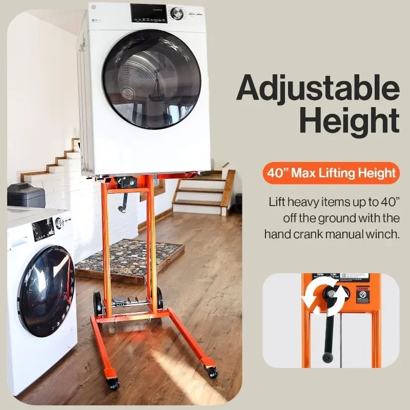 SuperHandy Material Lift Winch Stacker, Pallet Truck Dolly, Lift Table, Fork Lift, 330 Lbs 40