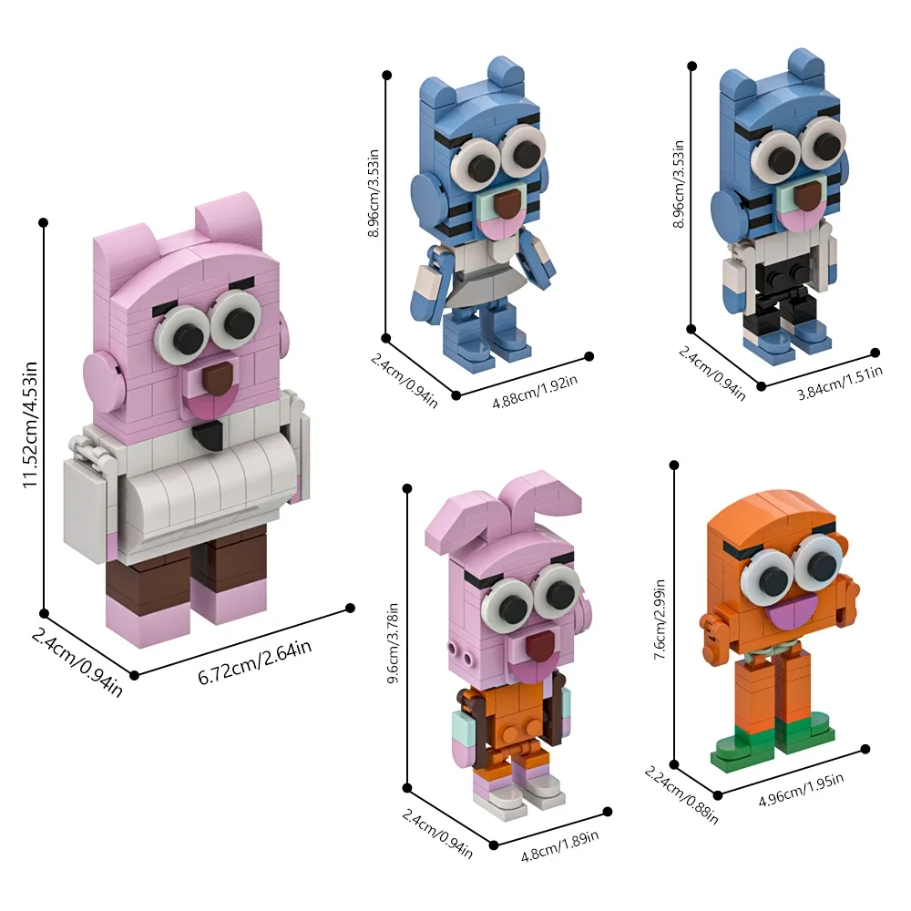 MOC De Amazings World of Gumballs Brickheadz Bouwstenen Cartoon Komedie Actie Tekens Wattersons Bricks Speelgoed kids Gift