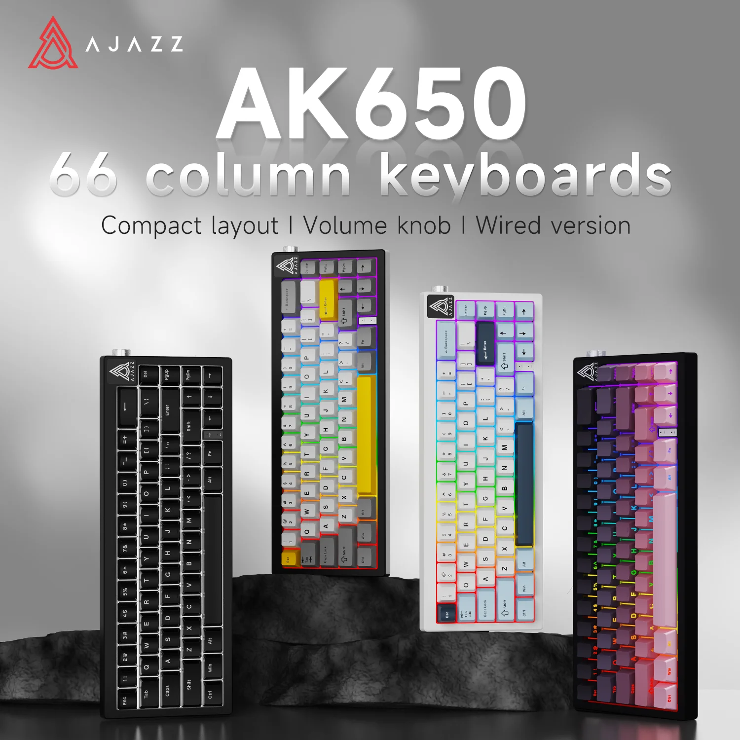 

Ajazz Ak650 Wired Mechanical Keyboard Gasket Structure RGB Infinitely Adjustable Knob E-sports Gaming Keyboard All Key Hotswap