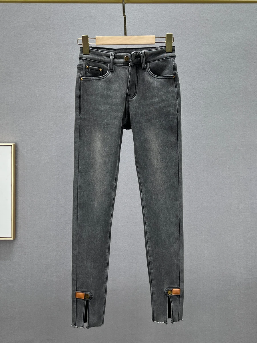 

Женские утепленные джинсы-карандаш с высокой талией и флисовой подкладкой, новые, универсальные, длиной до щиколотки