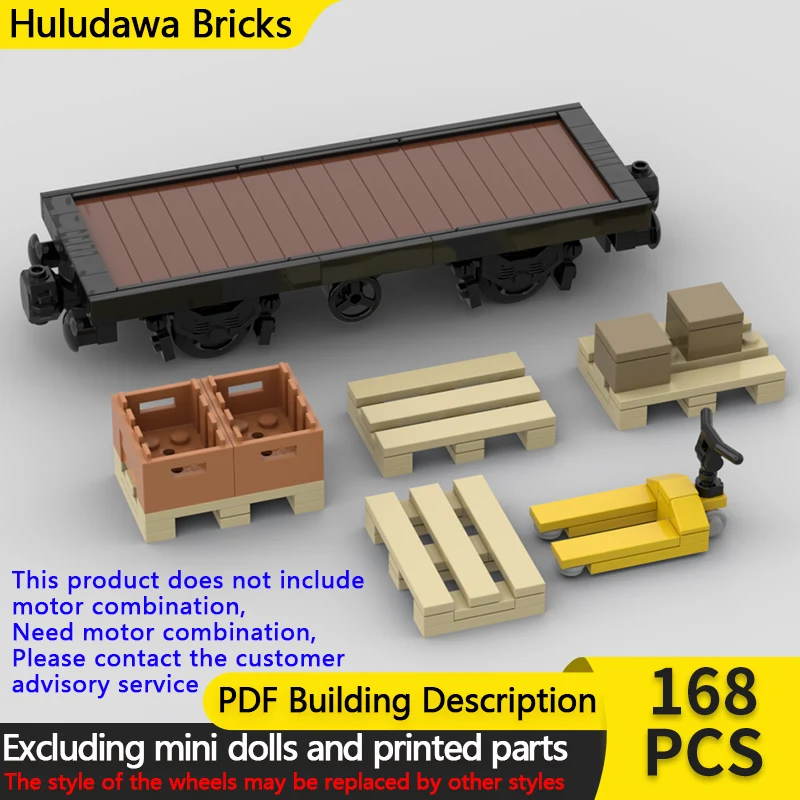 

City Car Model MOC Building Bricks Flat Bed Train Car With Brakes Modular Technology Children Holiday Gifts Assemble Toys Suit