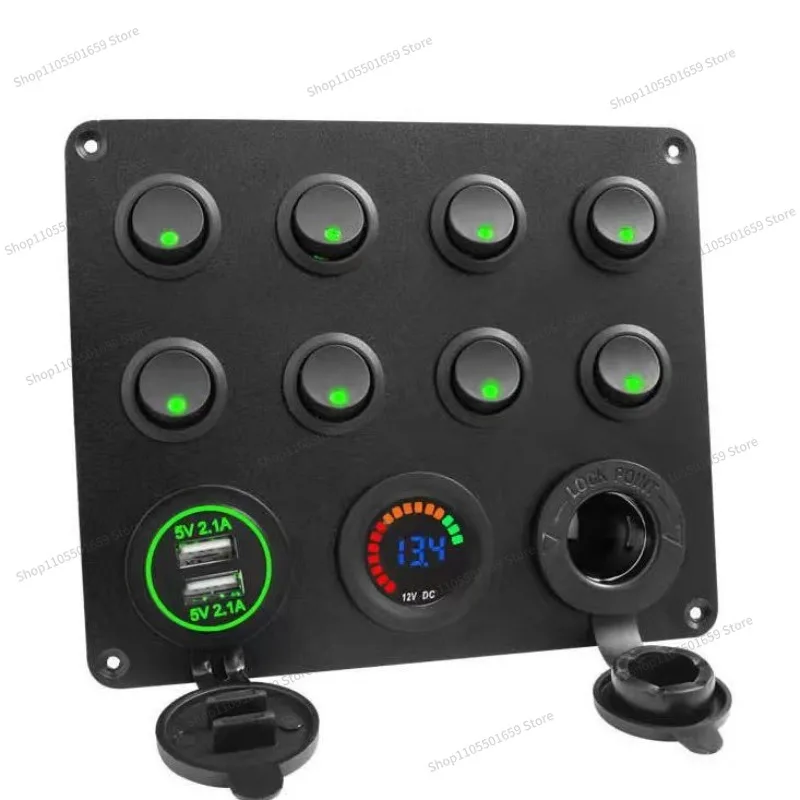For Car Boat Yacht RV Boat Switch Shell Panel with Screw Aluminum Mounting Bracket 8 + 3