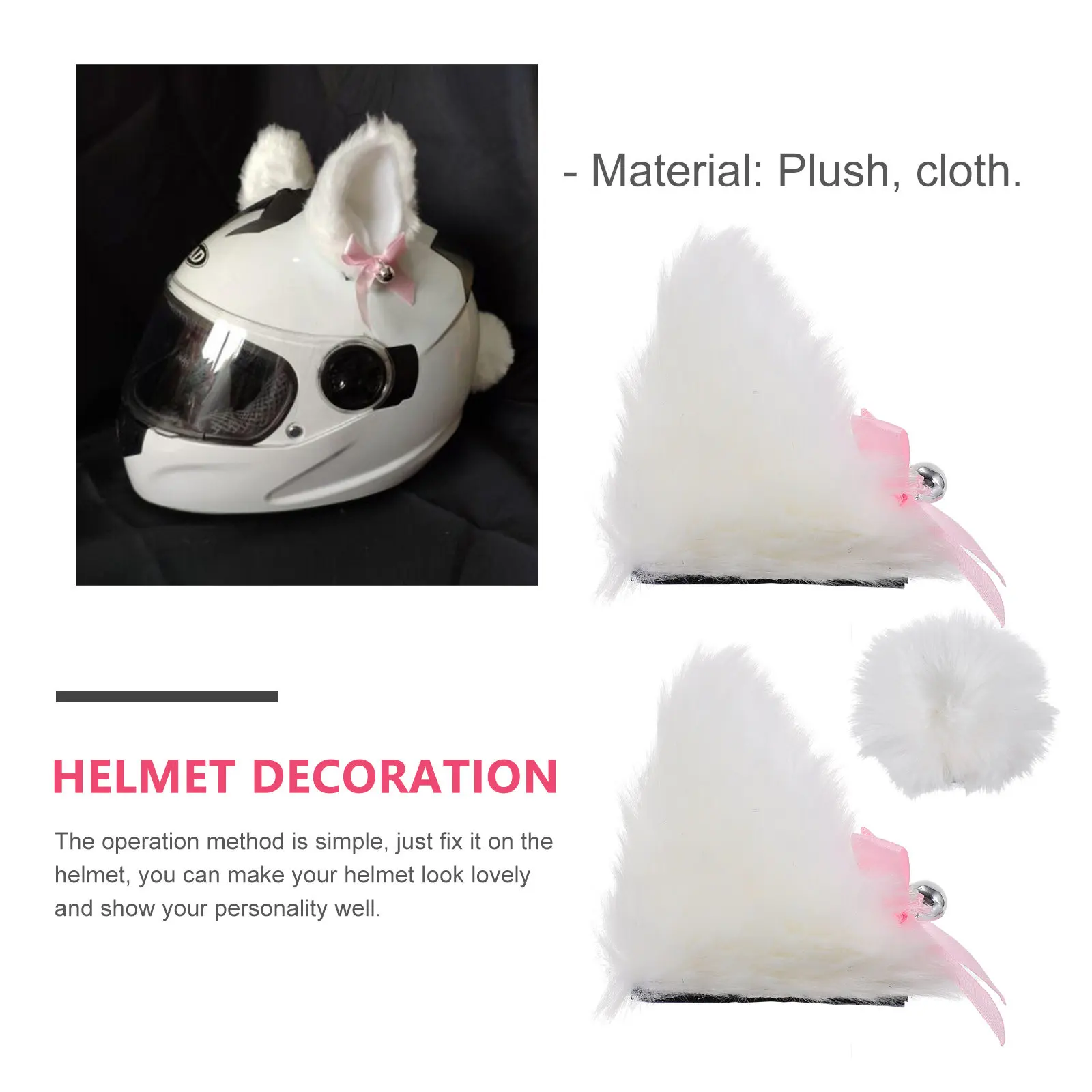 

3Pcs Lightweight Secure Fit Cat Ears Tail Decor for Motorcycle Cycling Motocross Electric Vehicle Styling Set