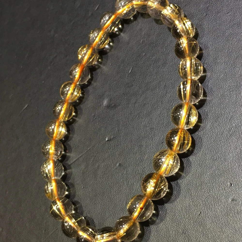 Natural Golden Hair Quartz 6.5mm Bead Bracelet for Women Reiki Healing Jewelry Strand Bangles Female Gift One Piece