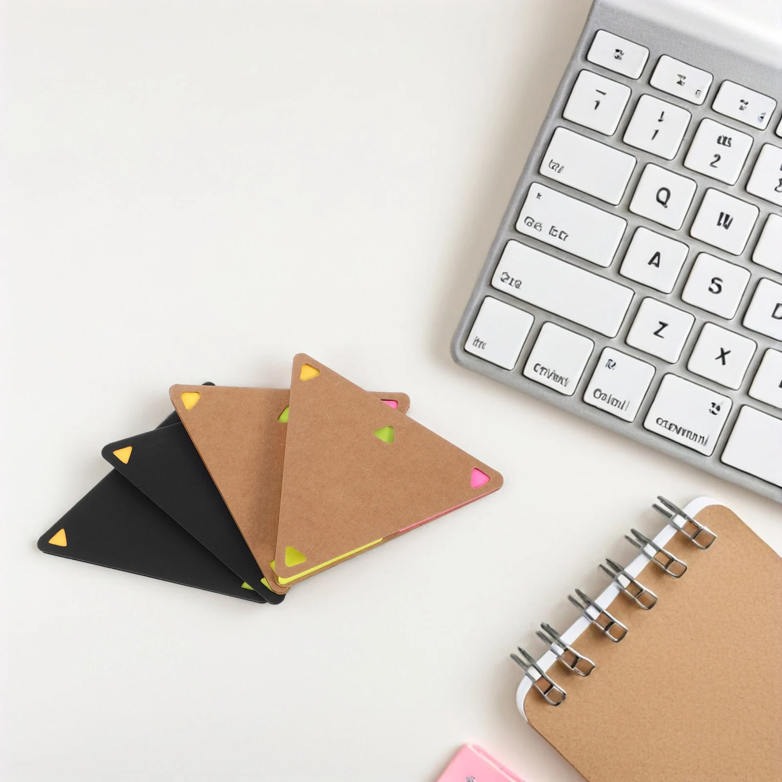 

4 Sets Triangle Memo Pads Sticky Notepad Pet Waterproof Wear Resistant Color-Coded Office Study Supplies Decorative Aesthetic