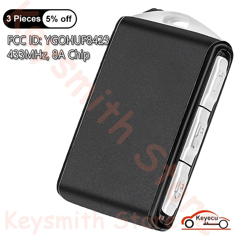 Keyecu 3 1 4 Knoppen 433Mhz 8a Chip Voor Volvo Xc40 Xc60 Xc90 V60 V90 S90 Auto Slimme Afstandsbediening Sleutel Fob Fcc Id: Ygohuf8423