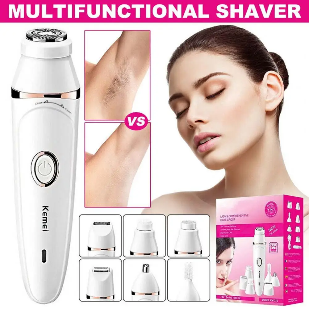 Quick Easy Hair Removal 7-in-1 Cordless Rechargeable Face Epilator Kit Smooth Painless Hair Removal for Women Versatile Shaver